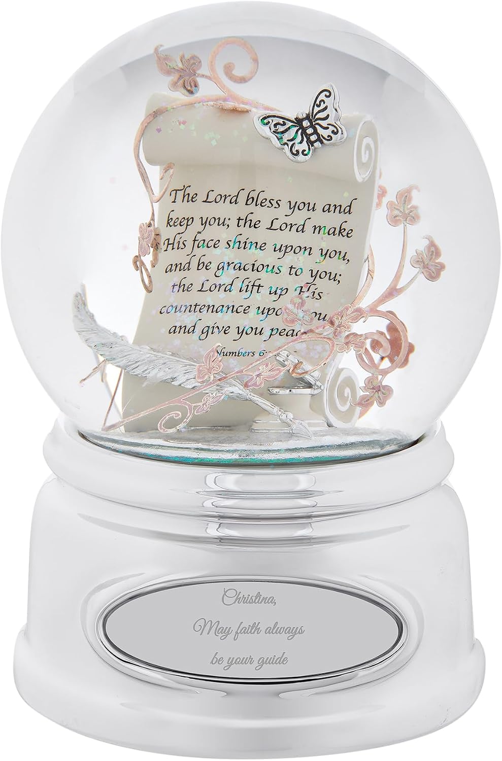 THINGS REMEMBERED Engraved Inspirational Prayer Scroll Musical Snow Globe (Free Customization)