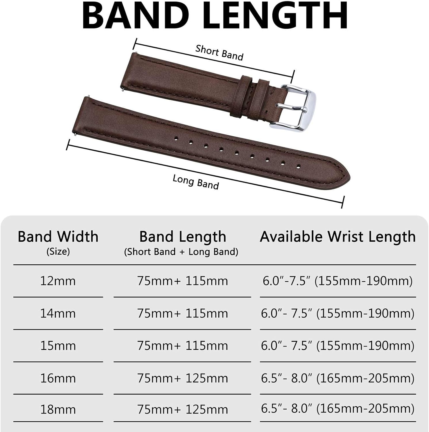 BISONSTRAP Elegant Leather Watch Straps, Quick Release, Watch Bands for Women and Men, 18mm, Dark Brown (Silver Buckle) - Image 8