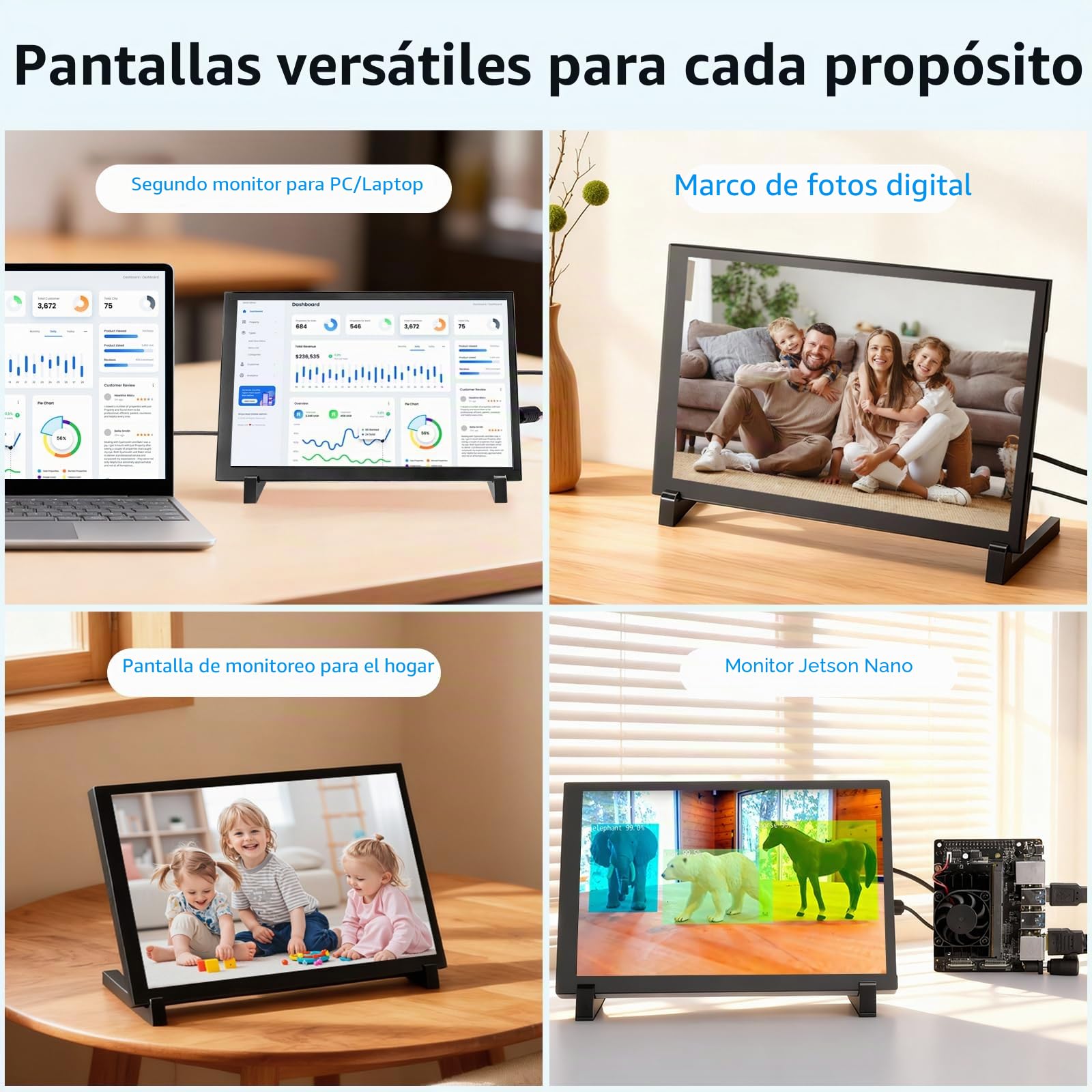 ELECROW Monitor Portátil, 10.1 Pulgadas 1280 * 800 Pantalla Táctil Monitor Compatible con Raspberry Pi, PC