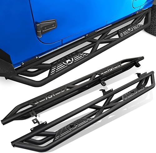 EYOUHZ Estribos para JK para estribos laterales caídos compatibles con Jeep Wrangler JK Unlimited 2007-2018 de 4 puertas, JKU barras Nerf de acero