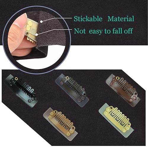 Miniatura 4 de 6 pinzas adhesivas para pelucas en forma de U, 1.102 in, 6 dientes, extensiones de cabello con goma para extensiones de cabello (rubio)