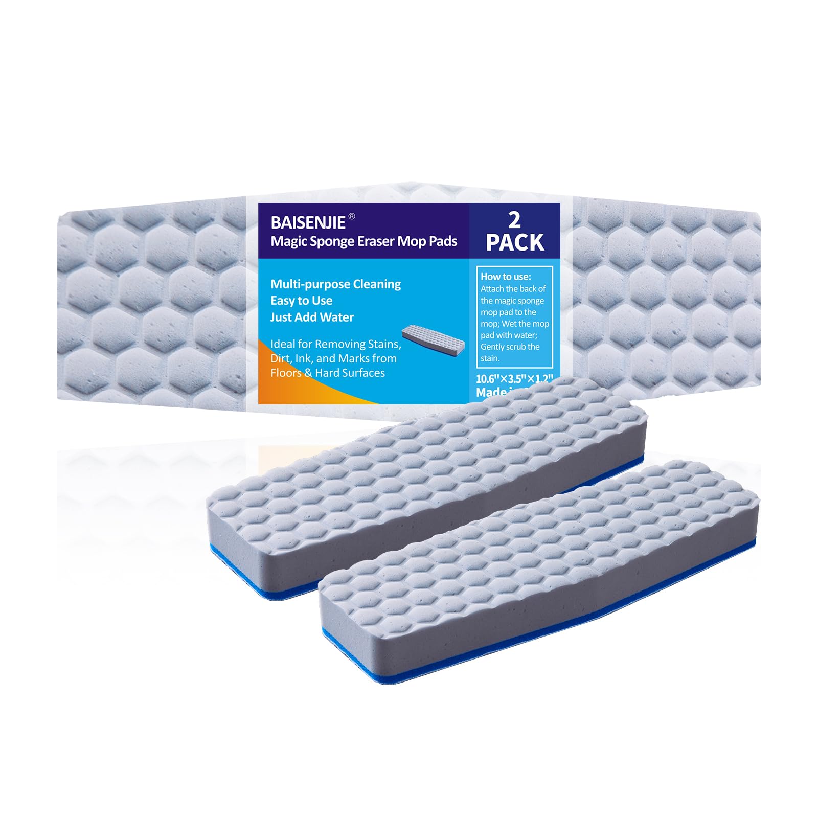 Mops Pad for Floor Cleaning,Magic Sponges Eraser Cleaning Mop Pads Refills Suitable for 10" Flat mop Head
