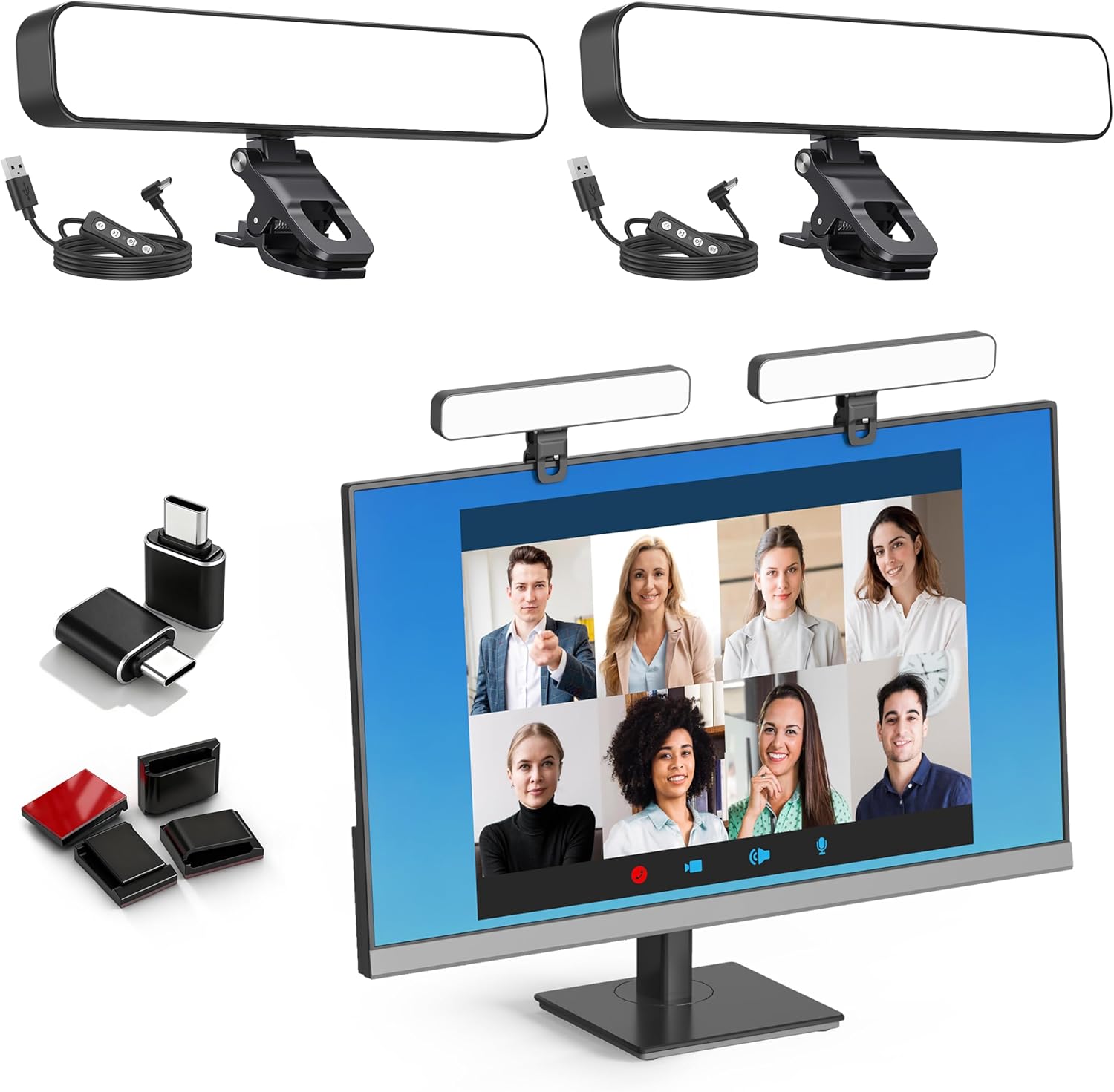 ALTSON 16W 2PCs Video Conference Lighting, LED Streaming Light Clip-On, Zoom Lighting for Computer Monitor Webcam Laptop, Desk Ring Light for Video Recording Podcast, Eye-Caring&360° Rotary Backlight