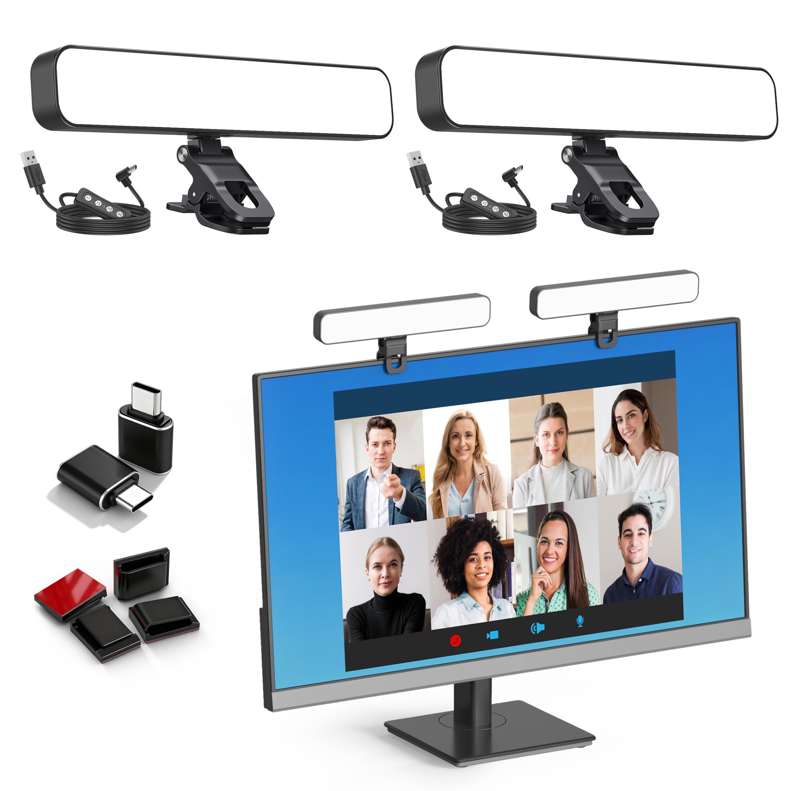 ALTSON 16W 2PCs Video Conference Lighting, LED Streaming Light Clip-On, Zoom Lighting for Computer Monitor Webcam Laptop, Desk Ring Light for Video