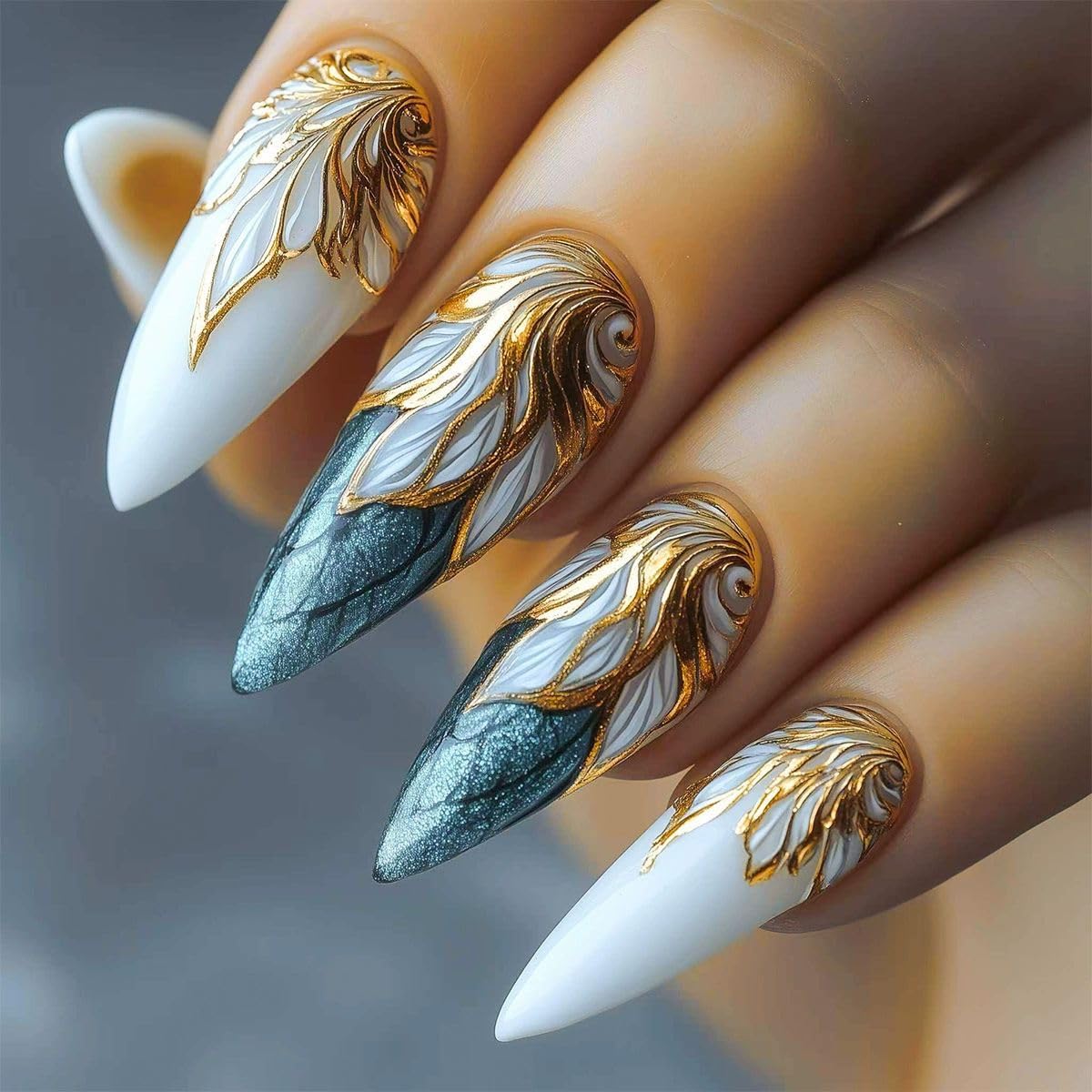 QQPPOLIU Medium Almond Press on Nails - Fall Design