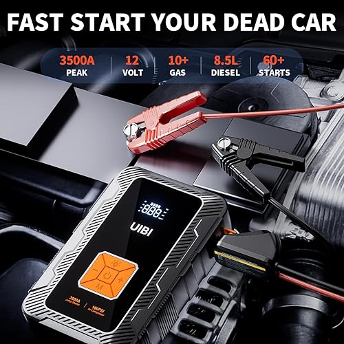 Miniatura 2 de Arrancador de salto X7 con compresor de aire 160PSI, 3500A batería de coche arrancador PD45W carga rápida, inflador de neumáticos portátil de 24000