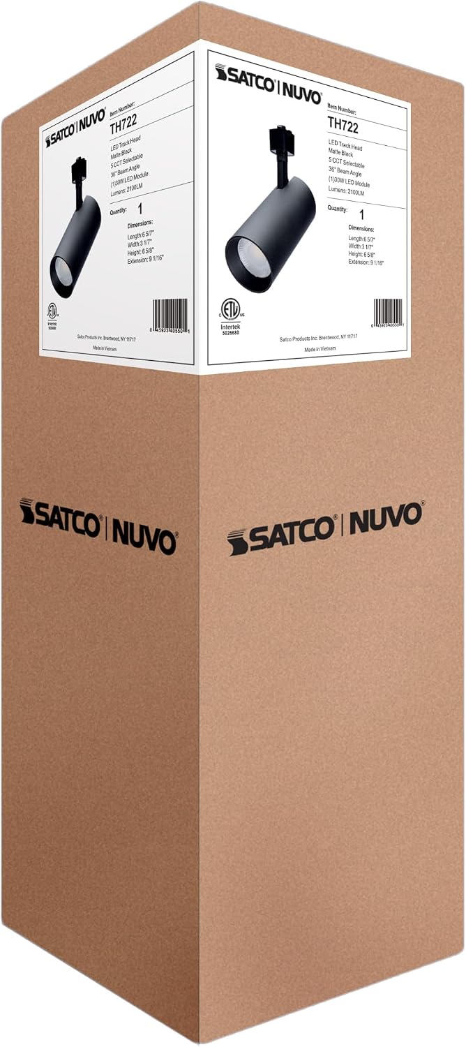 Nuvo TH722 30 Watt LED Track Head, 36 Degree Beam Spread, 5 CCT Selectable, Black
