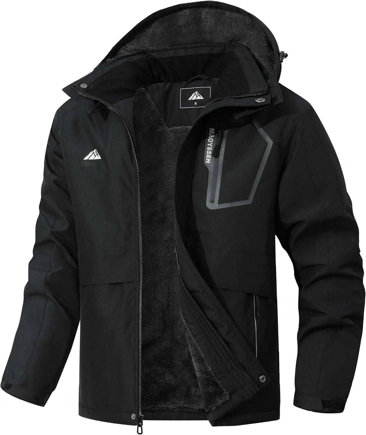 Men's Waterproof Winter Ski Jacket - Waterproof Fleece Lined Hooded Windproof Winter Snowboard Jacket