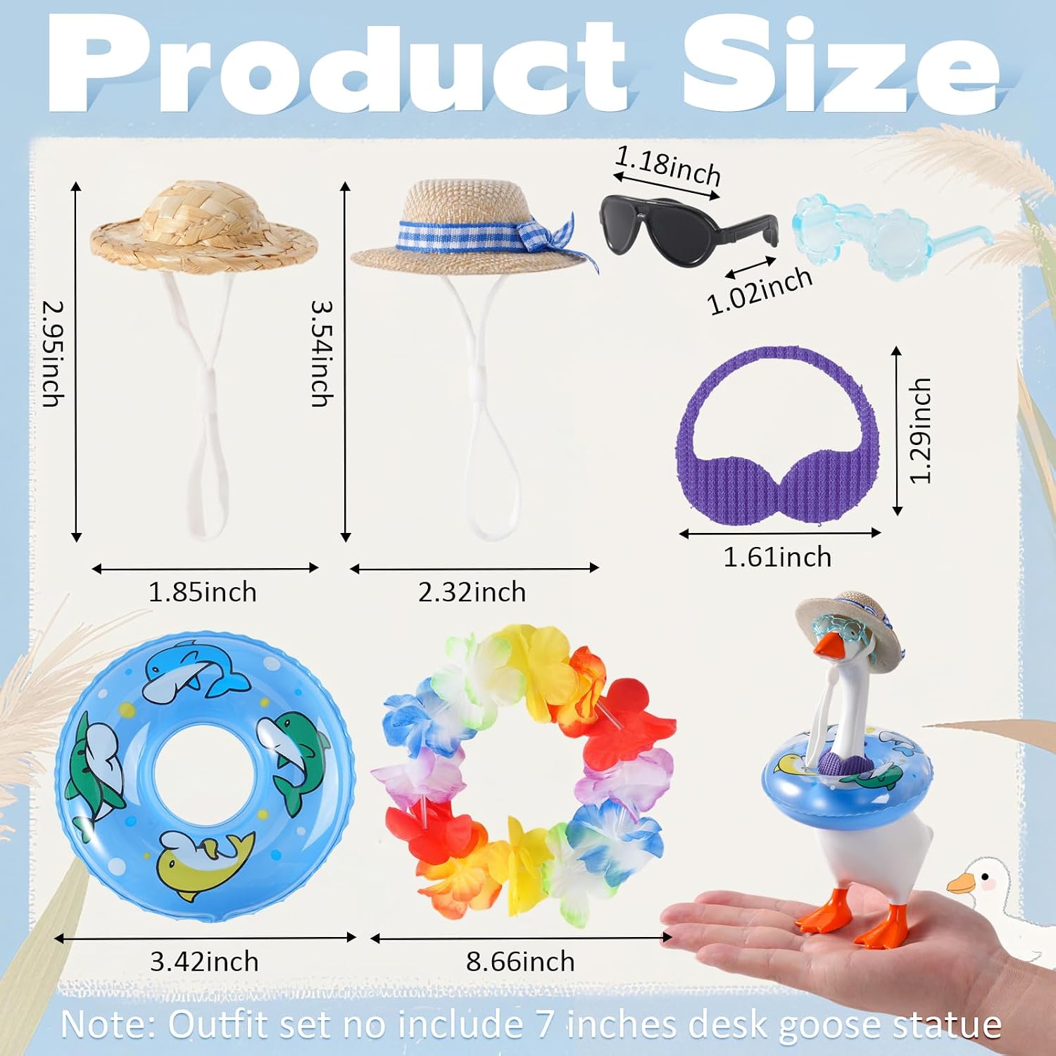7inch Desk Goose Summer Outfits, Mini Desktop Goose Clothes Desk Gooses Accessories Set image 2