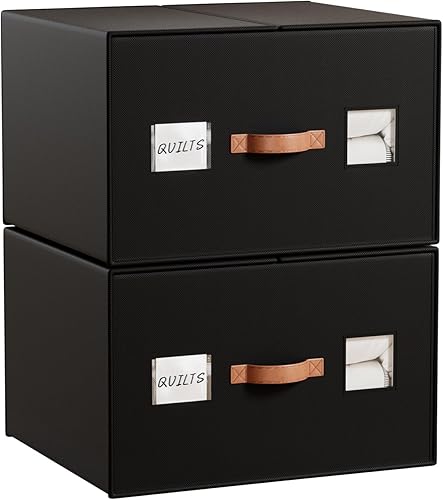 Miniatura 10 de Paquete de 4 organizadores de almacenamiento de sábanas, organizador de armario de tela prémium con ventana transparente, diseño plegable que ahorra