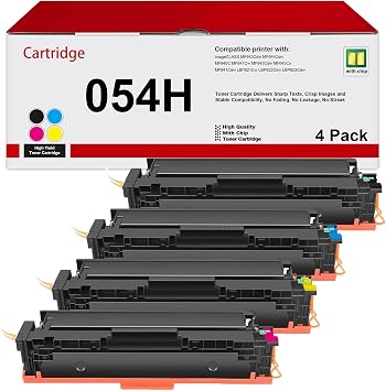 MOLIMER 054H 054 Toner Cartridge Replacement for Canon 054H Toner Cartridge Set for Color ImageCLASS MF642Cdw MF644Cdw MF640C MF641Cw MF643Cdw MF641Cdw Printer Black Cyan Magenta Yellow, 4-Pack