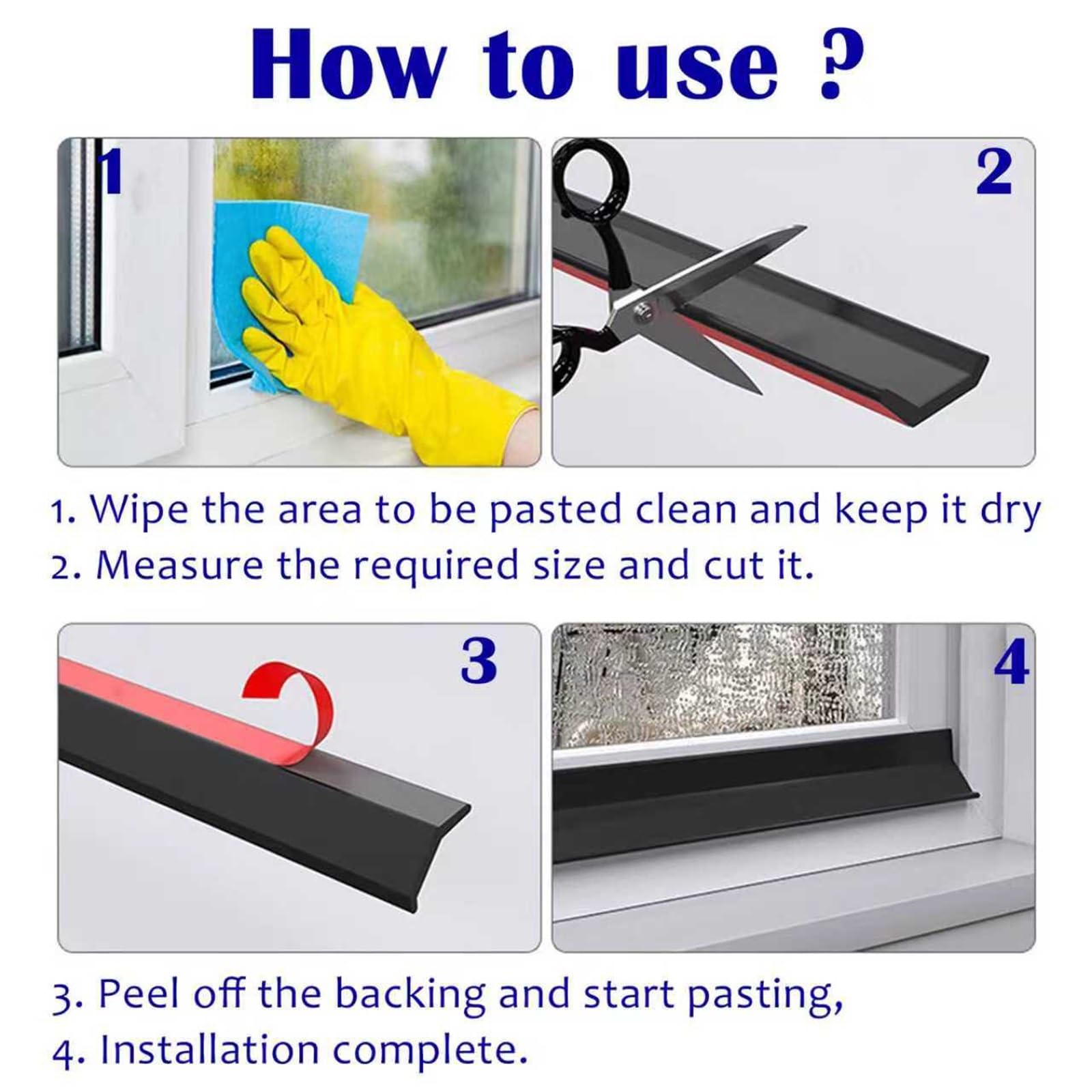 Generico Strisce autoadesive Impermeabili per Porte e finestre – Protezioni antigoccia Resistenti alle intemperie per prevenire perdite e Proteggere da Pioggia, Neve e spifferi, LW 30M x 4.5CM