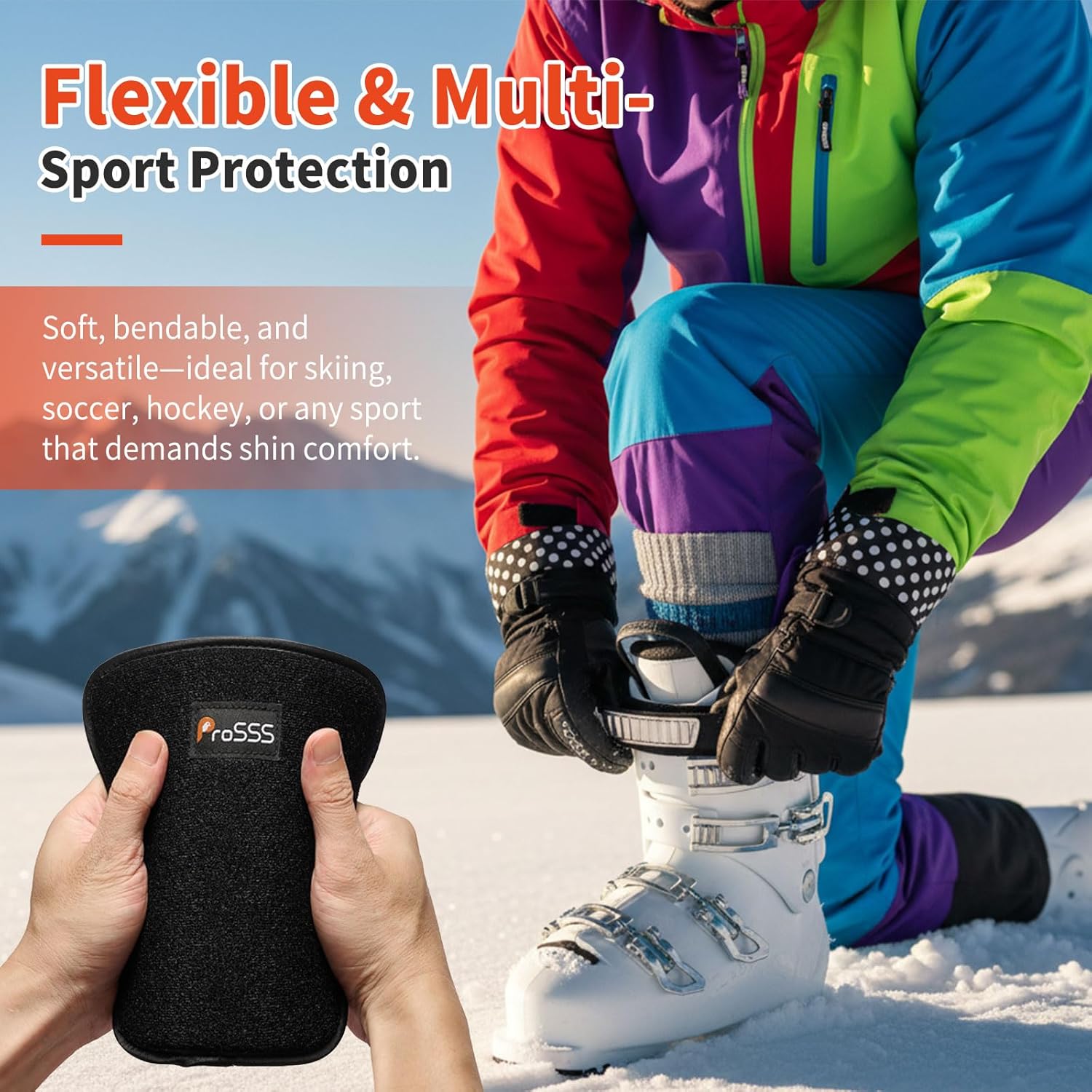 Snowboard Shin Pads – Gel Shin Guards for Ski Boot Liner – Shock-Absorbing Fixed Size Shin Protectors – Anti Shin Bang Ski Pads – 2 Pcs Adults (5.91" x 6.3") - Image 6