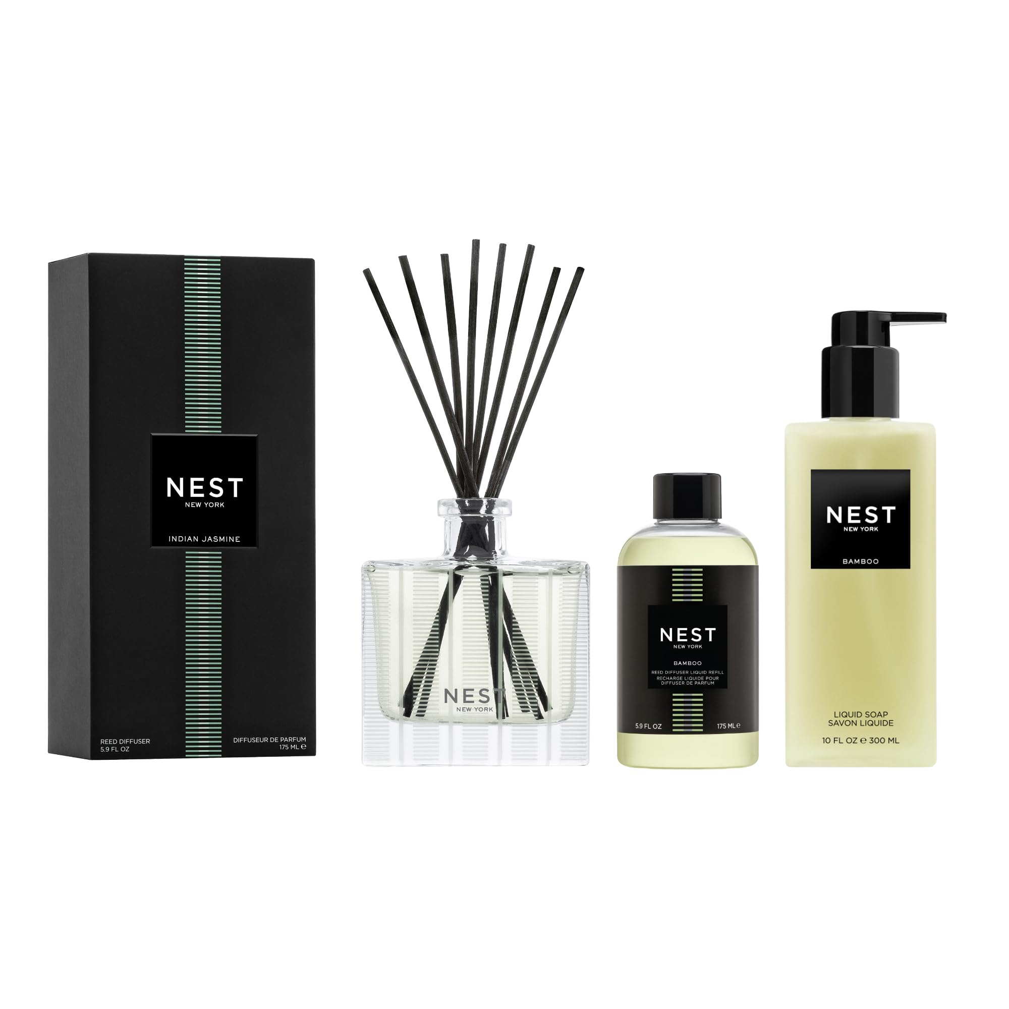 NEST New York Reed Diffuser, Reed Diffuser Liquid Refill & Liquid Soap - Bamboo
