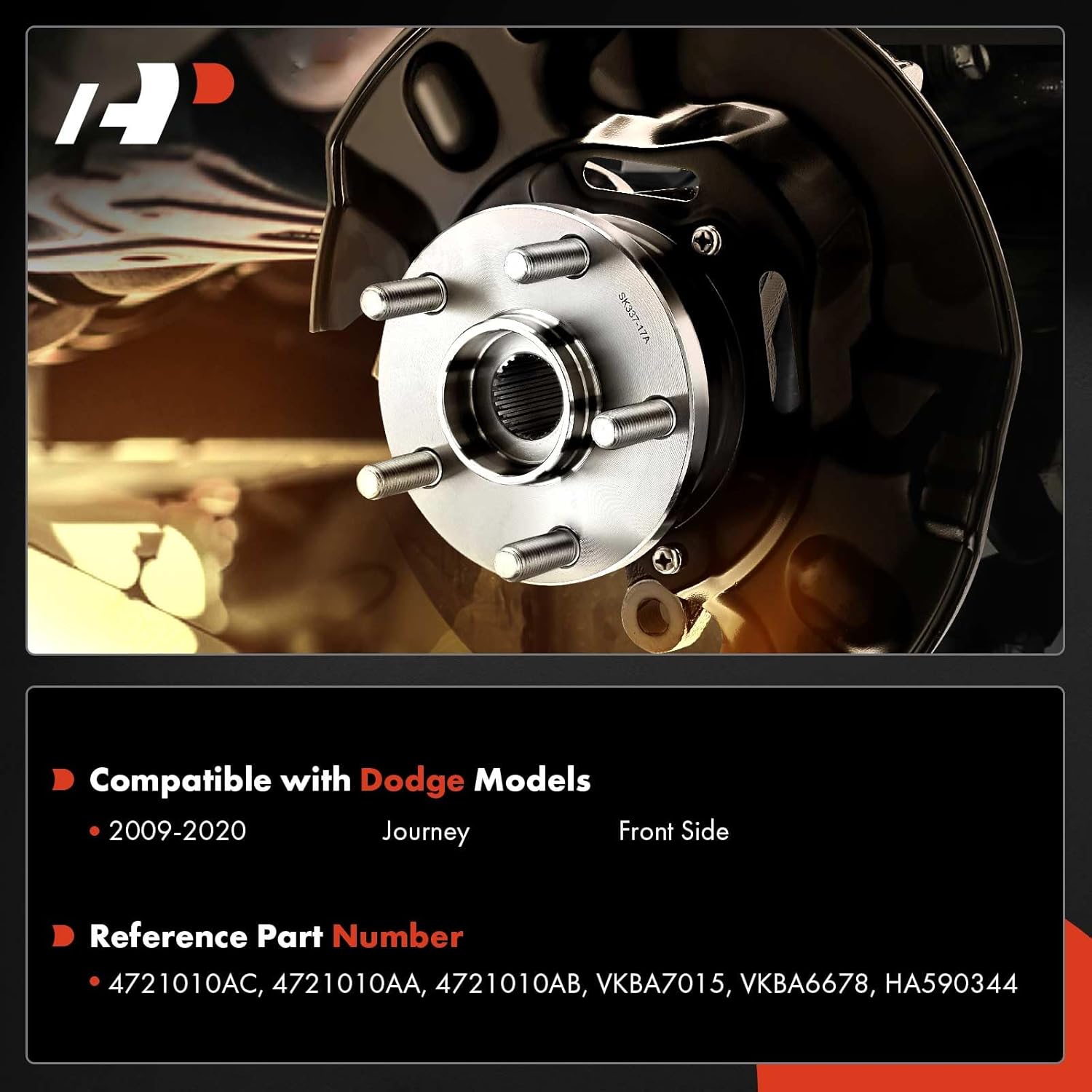 A-Premium 2 x Front Wheel Bearing and Hub Assembly with 5-Lug Compatible with Dodge Journey 2009-2020