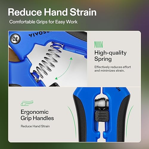 Miniatura 4 de VIVOSUN Tijeras curvadas de jardinería de 6.5 pulgadas con cuchillas recubiertas de titanio, paquete de 2, azul y naranja