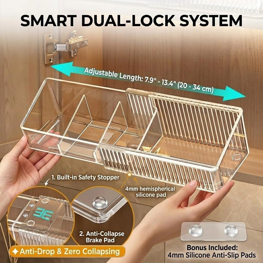 2Pack Expandable Medicine Cabinet Organizer Fluted Acrylic Caddy