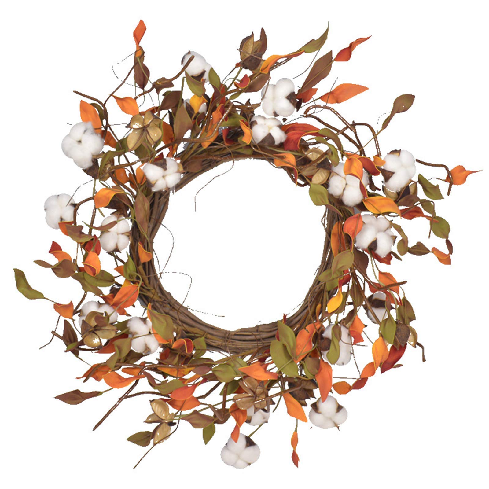 WEIGE Decoraciones de otoño, Guirnalda de algodón de simulación de otoño, Guirnalda de Puerta Artificial de ratán de 50 cm / 20 Pulgadas para Adornos de decoración del hogar de Halloween, decoraci
