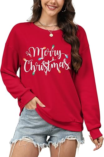 Yimoon Christmas Sweatshirts for Women Merry Christmas Graphic Sweatshirt Oversi