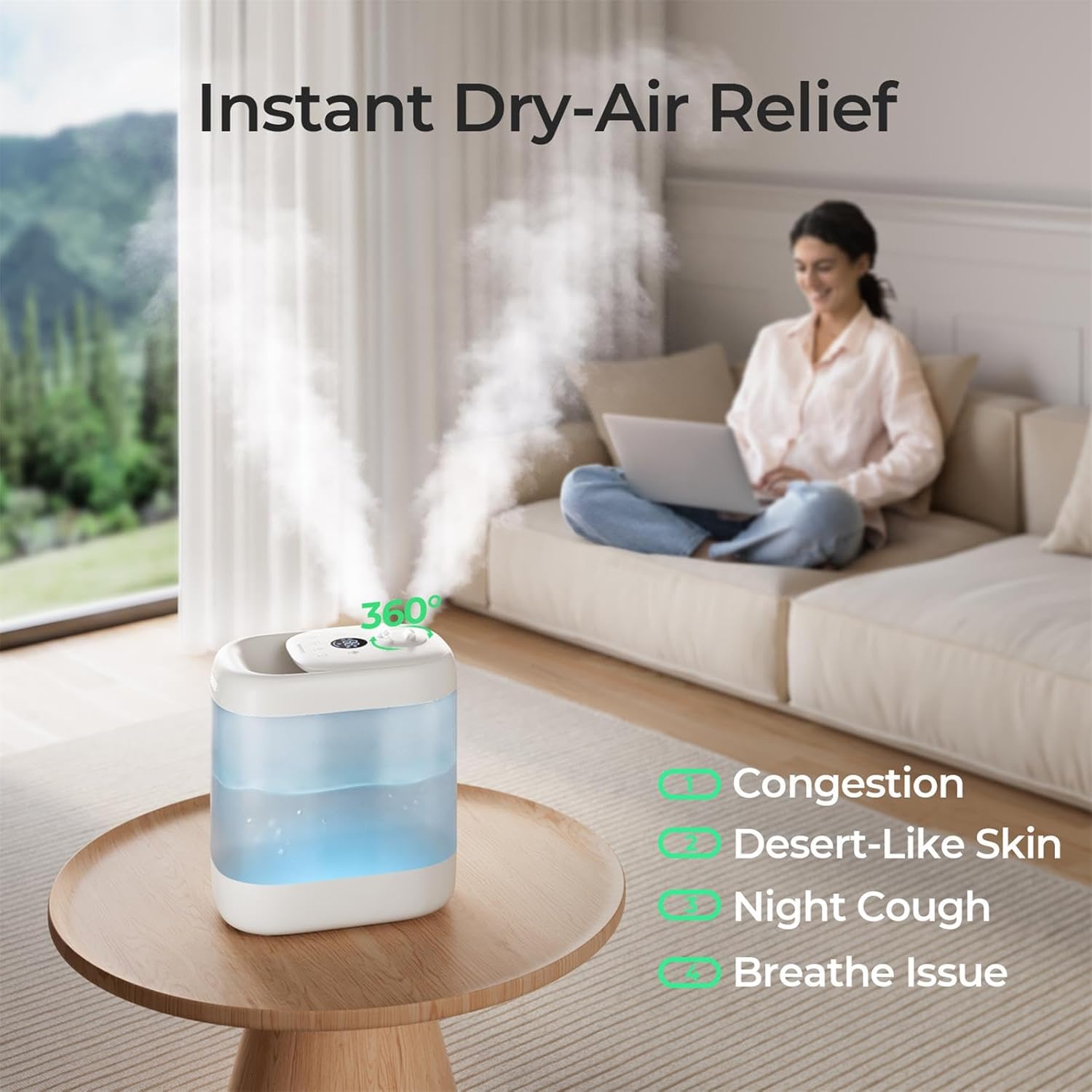 Homvana H102 Humidifier providing instant dry-air relief