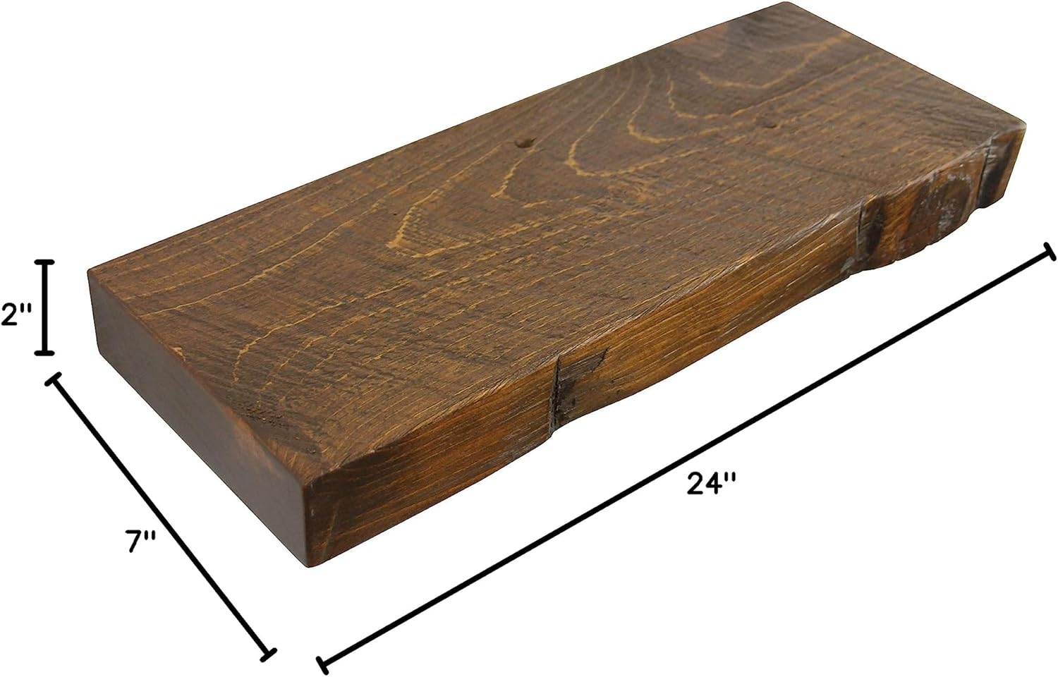 joelsantiques 24 Inch Wooden Floating Shelves for Wall - 24x7x2 in - Made of Natural Wood - Heavy Duty Rustic Wall Shelves - Perfect for Bathroom, Living Room, Kitchen - Set of Two - Medium Brown