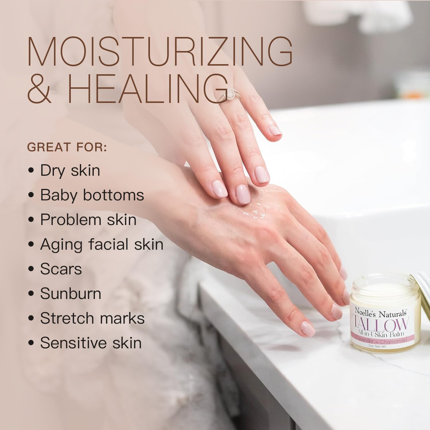 Organic Tallow Balm - 2oz Jar - Lavender Chamomile - All-In-One Skin Balm - Soothing, Healing, Moisturizing, for all Skin Types - Excellent for Dry Skin, Eczema, Burns, Cuts, Boo-Boos, Cracked Heels - Image 2