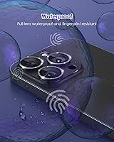 Vista 8 de Protector de lente de cámara con purpurina compatible con iPhone 15 Pro/iPhone 15 Pro Max, acrílico transparente y anillo de aleación de aluminio