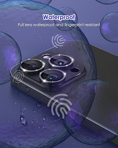 Miniatura 8 de Protector de lente de cámara para iPhone 15 ProiPhone 15 Pro Max, protector de lente de cámara con purpurina Plus 9H de vidrio templado, cubierta de