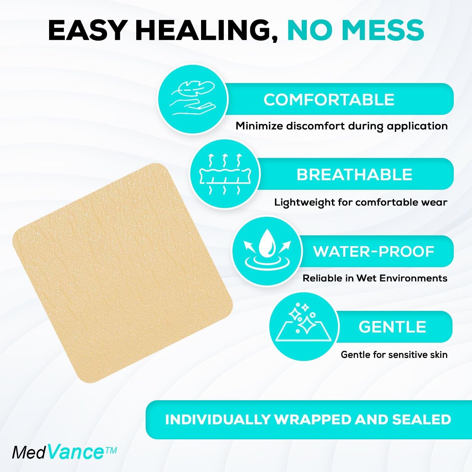 MedVance TM Silicone - Silicone Adhesive Foam Absorbent Dressing, 6"x6", Box of 5 dressings - Image 2