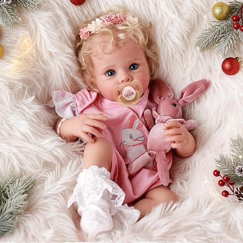 Miniatura 4 de BABESIDE Reborn Baby Dolls Bettie - 17 Inch Soft Body Realistic Baby Doll Girl Lovely Awake Blond Curly Hair Girl Bebe Reborn de Silicona Real Life