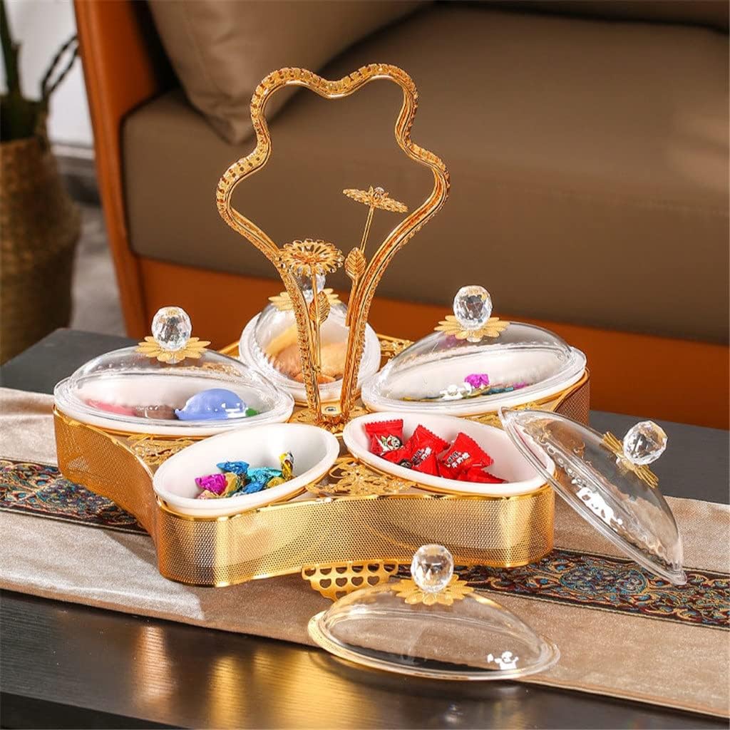 Wrought Iron Grid with Lid Dry Fruit Box European-Style Candy Plate Home High-end Coffee Table Creative Fashion Fruit Plate (Color : A, Size : One Size) (A One Size) image 4
