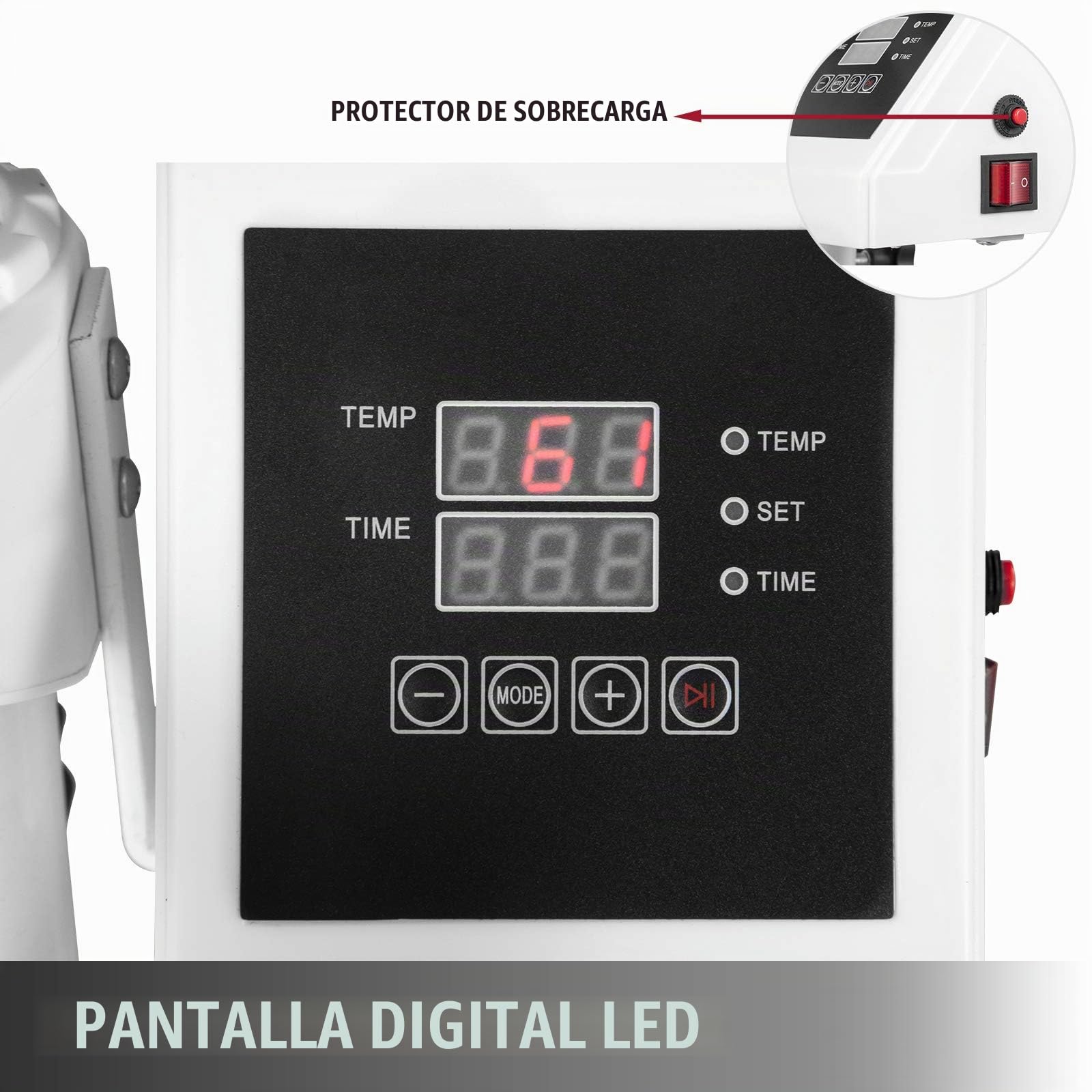 VEVOR Prensa de calor 5 en 1, 29 x 38 cm, prensa de calor, prensa en caliente con temporizador digital preciso y control de temperatura de 360 grados, máquina de prensado en caliente blanca para