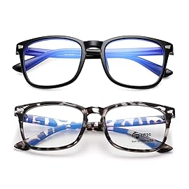 AZorb 2Pack Blue Light Blocking Glasses for Kids TR90 Unbreakable Computer Screen Glasses for Boys & Girls-2 Pack(Black+Leopard)