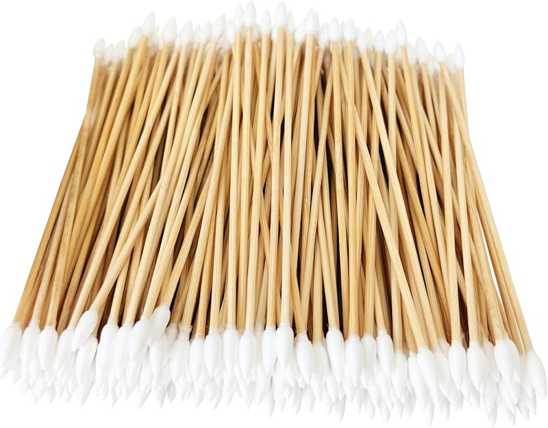 Hastes de algodão Garrelett com pontas duplas e cabo de bambu, 200 unidades
