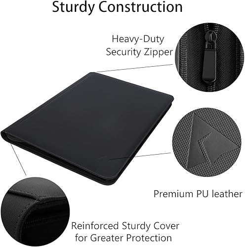 Miniatura 2 de Carpeta de tarjetas de 16 bolsillos con más de 1000 bolsillos, grandes bolsillos laterales sin anillo, carpeta de álbum de tarjetas intercambiables