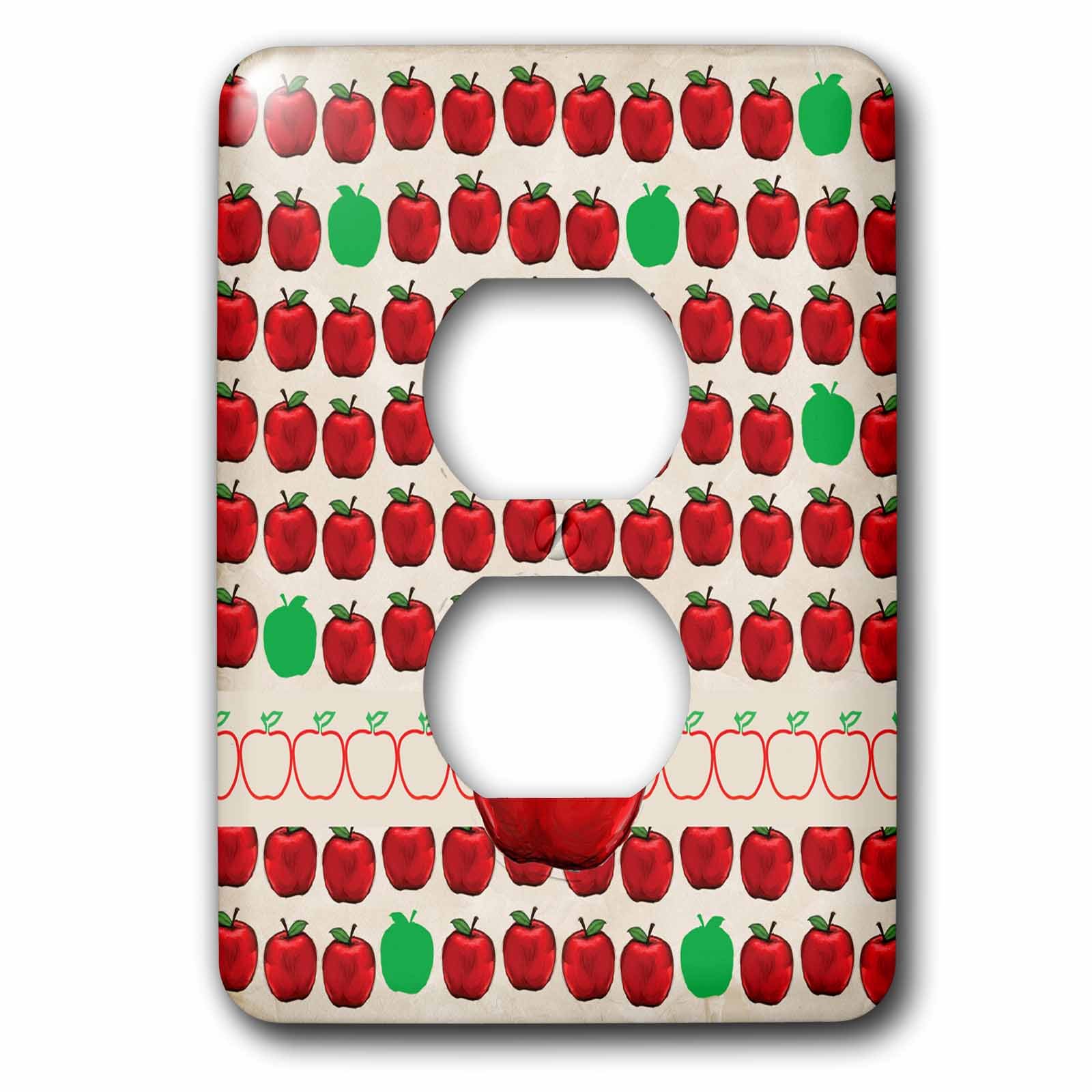 Double prise de courant imprimée rose 3D avec motif de pommes