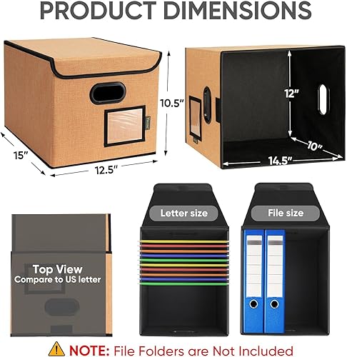 Miniatura 179 de BALEINE - Caja organizadora de archivos con tapa, organizador de carpetas plegable con riel de plástico, caja para carpetas colgantes para Gris