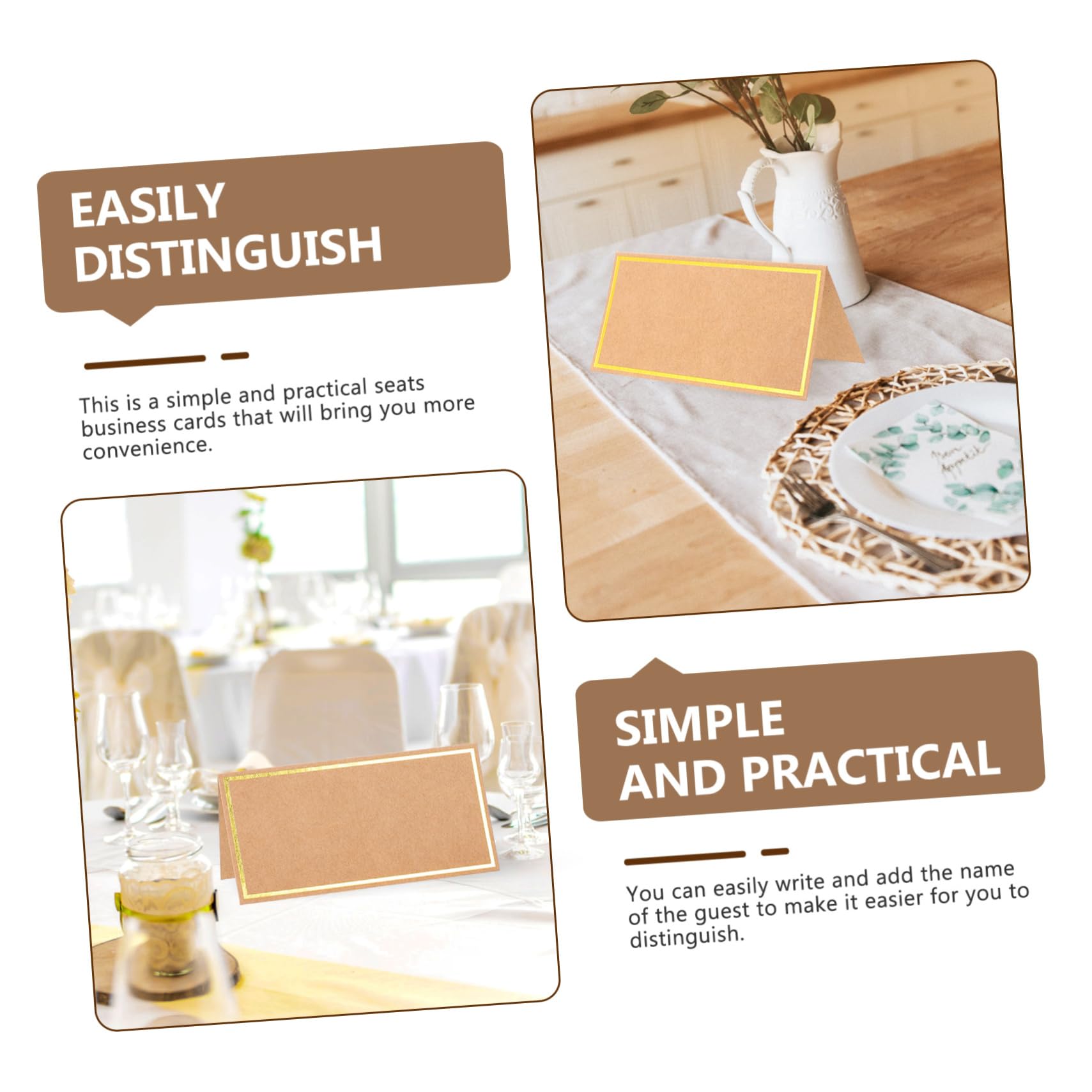 NUOBESTY 150stücke Hochzeit Platzkarten Blanko Hochzeitsdekoration Mit Goldprägung Mehrzweck Tischkarten Für Feiern Partys Und Bankette Elegante Namensschilder Aus Kraftpapier