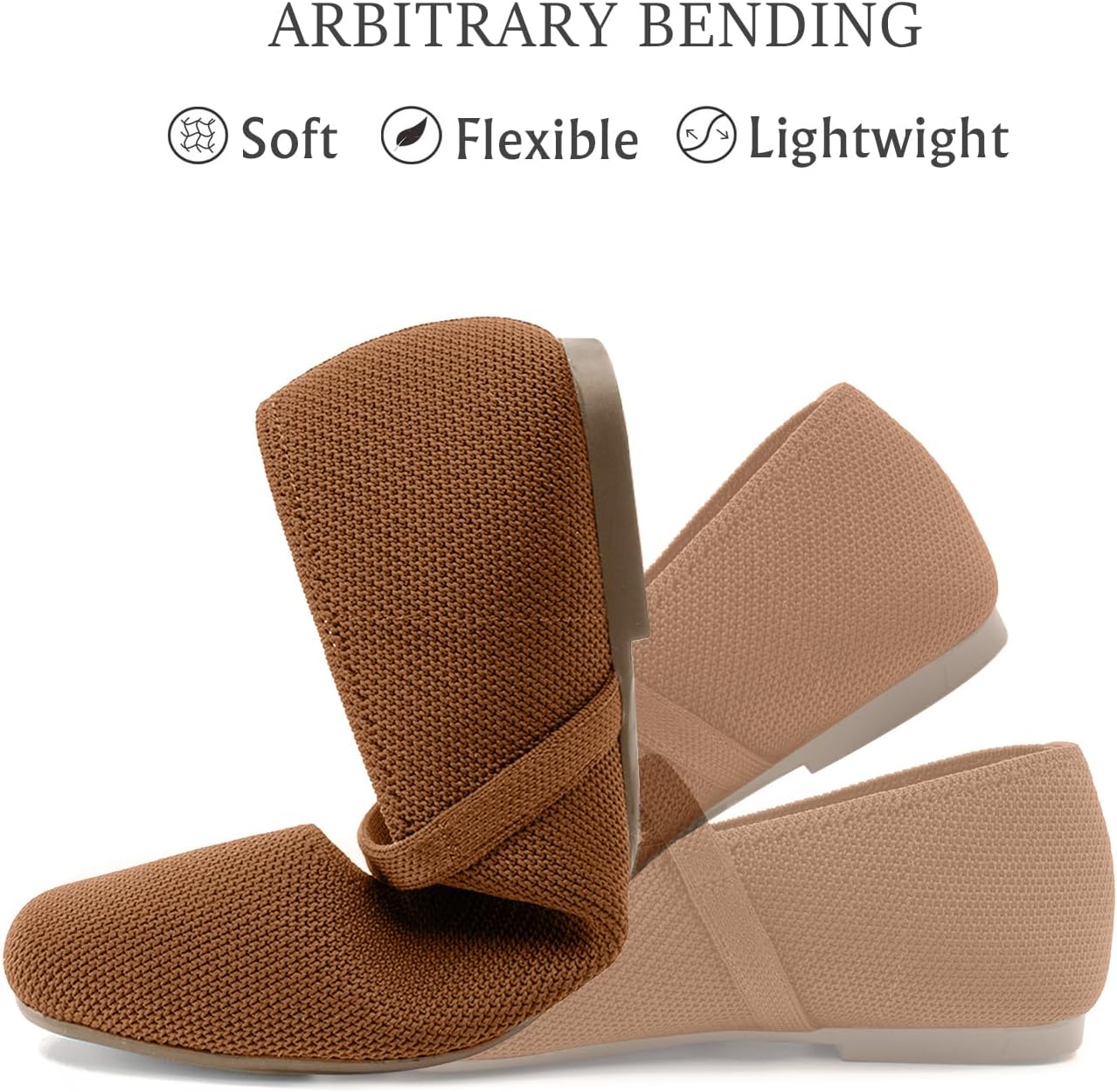 Knit Flats for Women Square Toe Flats Casual Ballet Flats with Ankle Strap,Mary Jane Shoes Women Comfortable for Dressy Office - Image 5