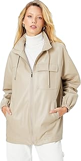 KOTON womens Hooded Detail Faux Leather Raincoat
