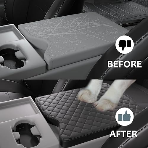 Miniatura 3 de qzhiren Funda de consola central para Ford F150 2015-2023, F250 F350 F450 2017-2023 con asiento de salto 402040, funda de cuero para reposabrazos de