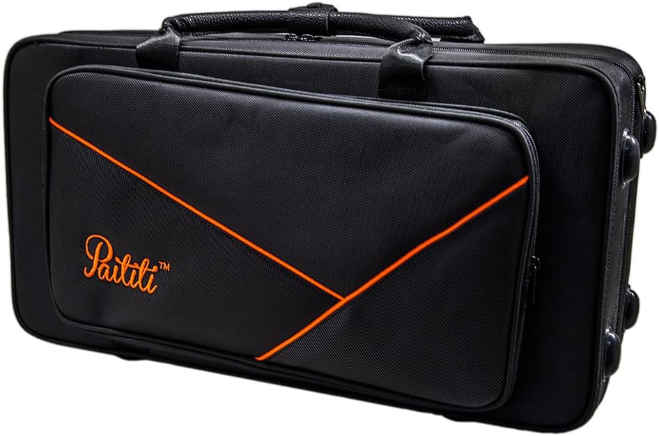 Paititi PTALTLW102 Lightweight Alto Saxophone Case Durable with Backpack Straps, Black/Yellow