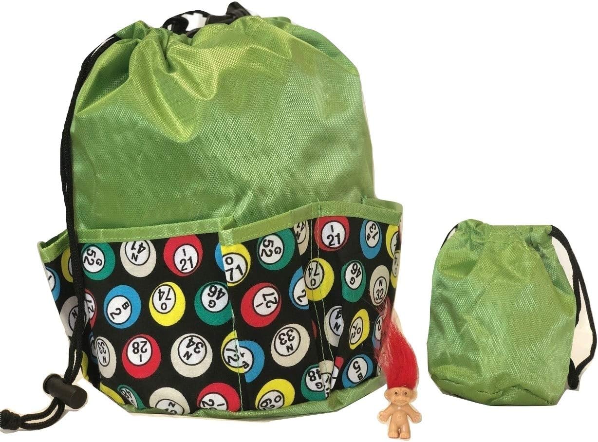 Bingo Dauber Bag- Bingo Balls Design (Blue) 10 Pocket w/Lucky Troll Charm