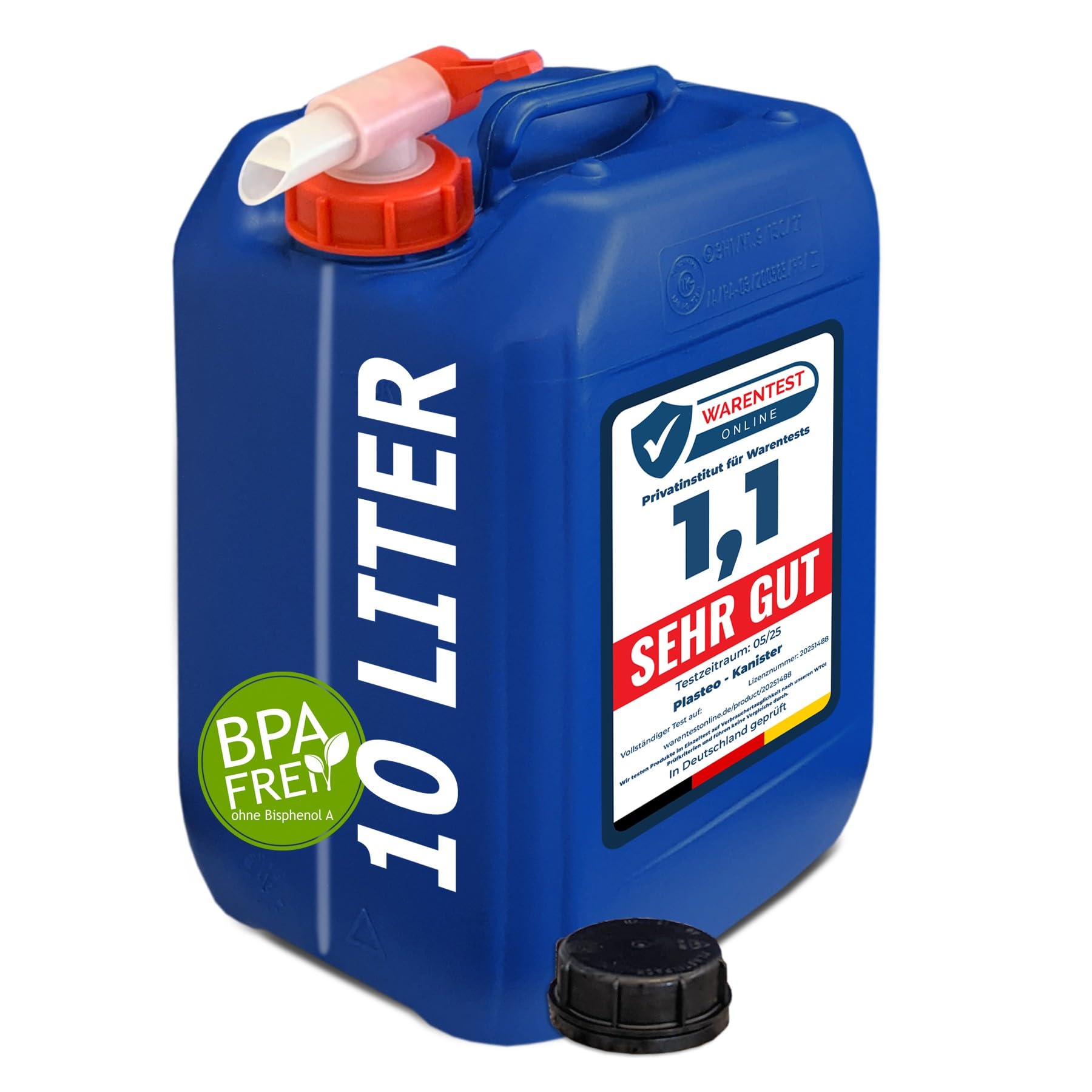 Bidone In Polietilene 10 Litri Con Tappo DIN 51 E Rubinetto Aeroflow - Contenitore Alimentare Blu