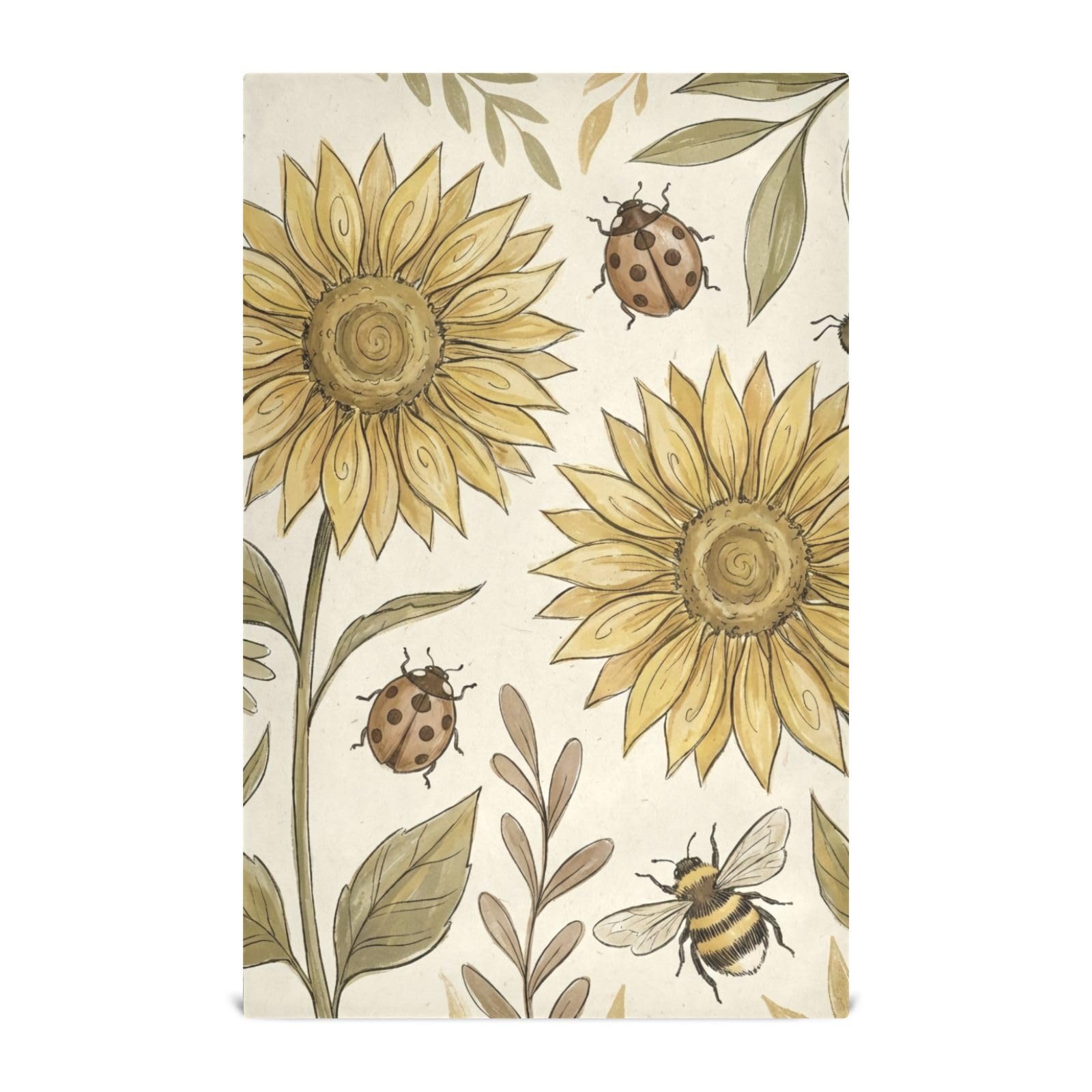 Torchons à séchage rapide ODAWA lot de 6 essuie-vaisselle absorbants tournesol
