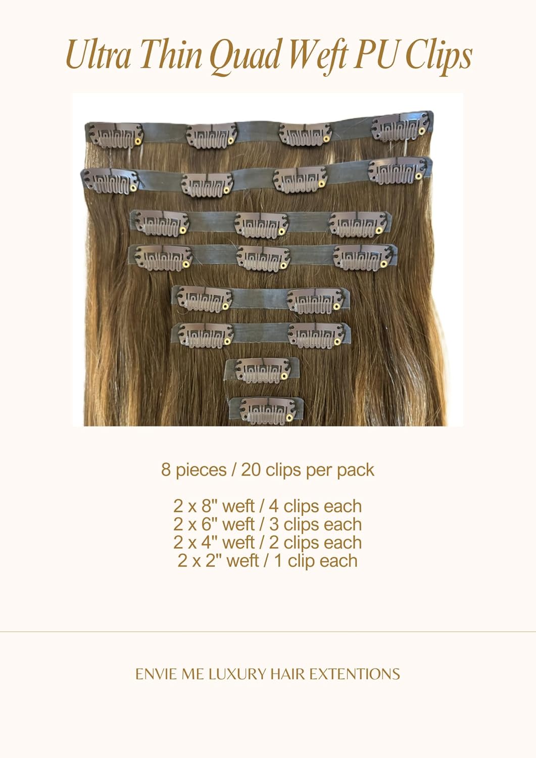 Remy Cuticle Intact Double Drawn Real Human Hair Straight Hair Seamless Invisible Clip In Hair Extentions #T2P2/8 Dark Brown and Golden Blonde 110g 20 inch 8 pcs