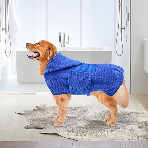 Miniatura 51 de Geyecete Abrigo de secado para perros – Bolsa de secado rápido para perros – Toalla de baño para perros – Toalla de baño de microfibra de secado Azul