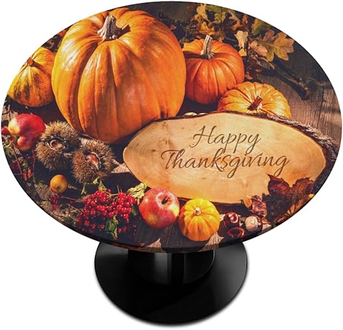 Mantel redondo de calabazas de otoño con borde elástico, mantel ajustable de Acción de Gracias, mantel redondo lavable para uso en interiores y disponible en Yaxa El Salvador