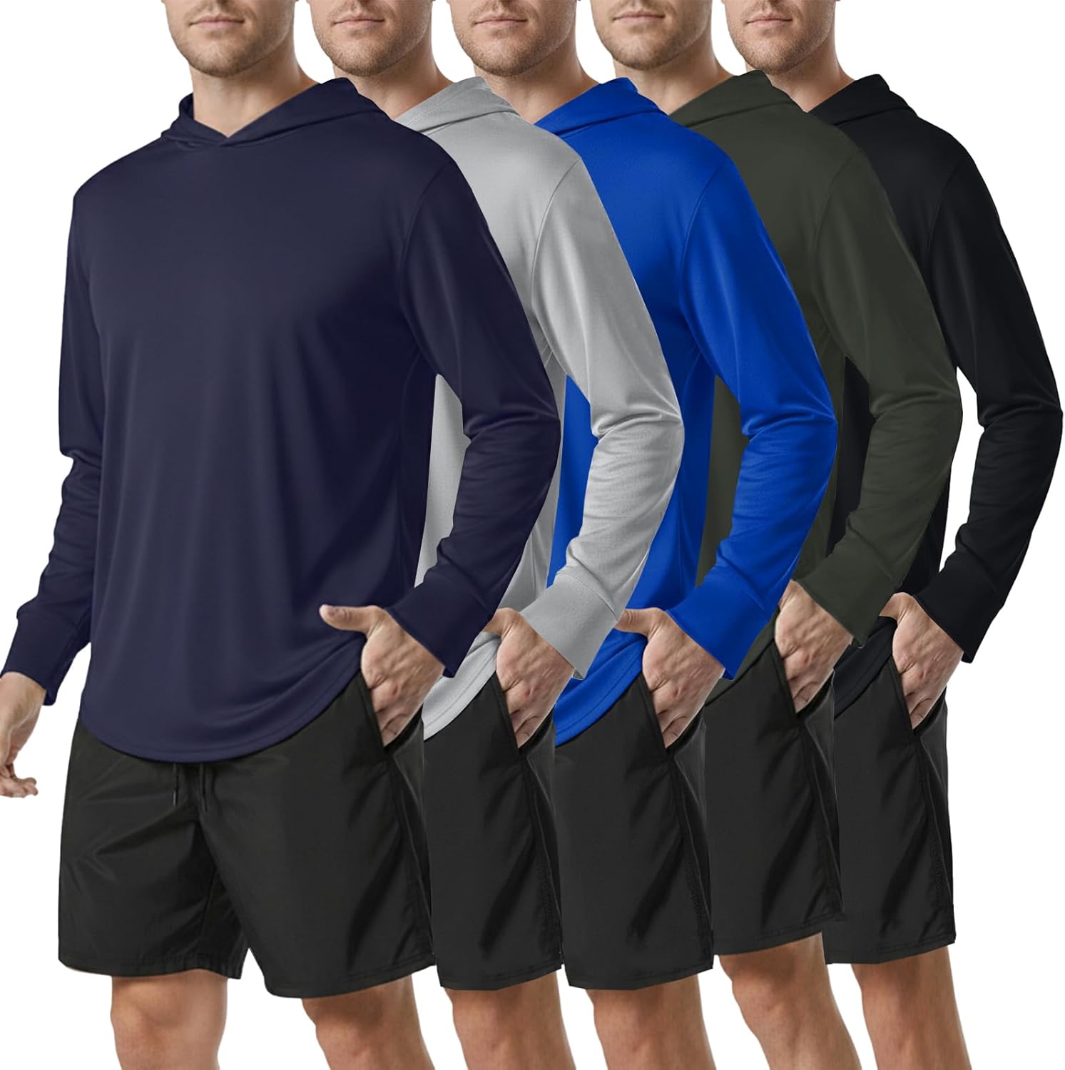 Mens Hoodies Long-Sleeve Shirts - UPF 50+ Sun Protection Shirts Lightweight Fishing Athletic Hoodies