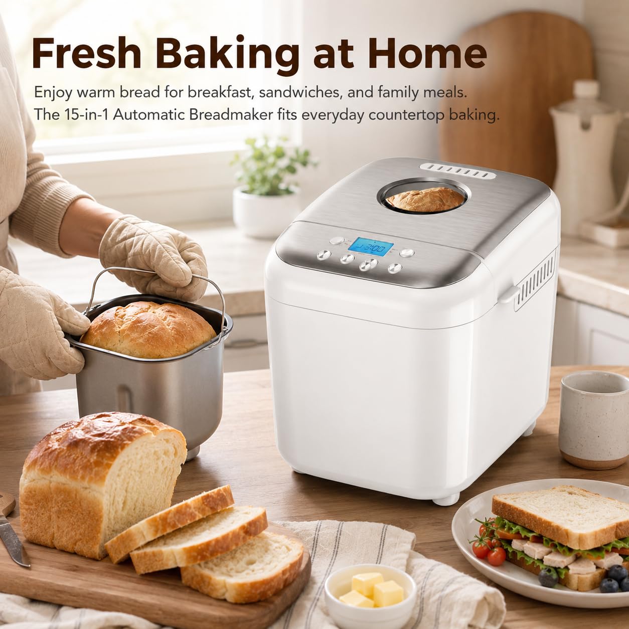 Macchina per il pane digitale programmabile, pagnotte da 1000/1250/1500 g
